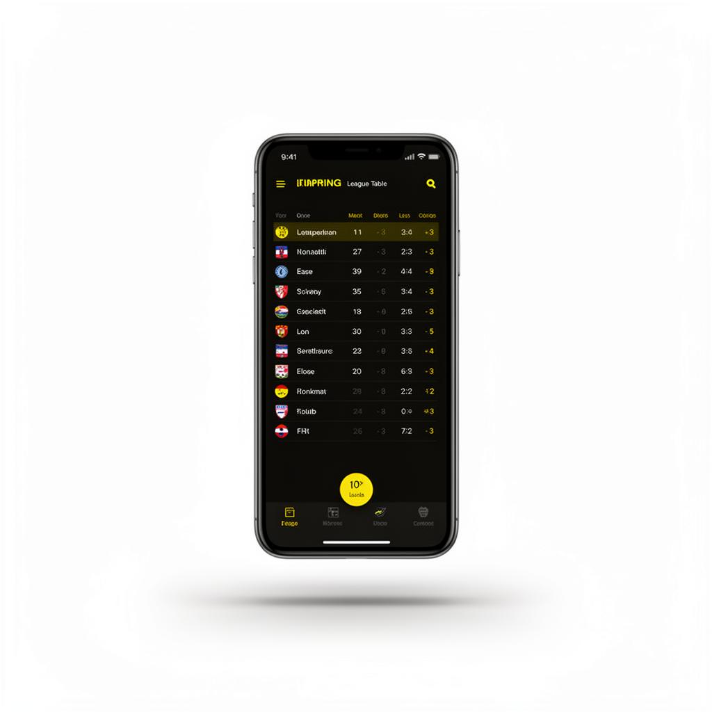 League Table – Football app screen
